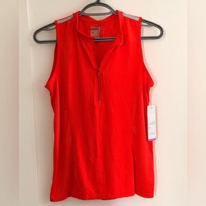 Lucky in Love Bright Red Zip-Front Athletic Tank